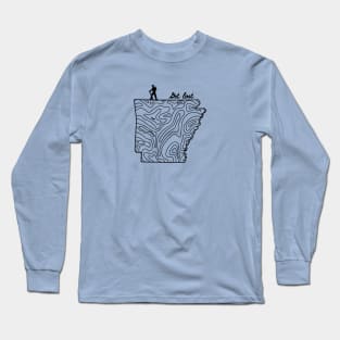 Get Lost Hiking Topographic Art Hike Arkansas State Map Long Sleeve T-Shirt
